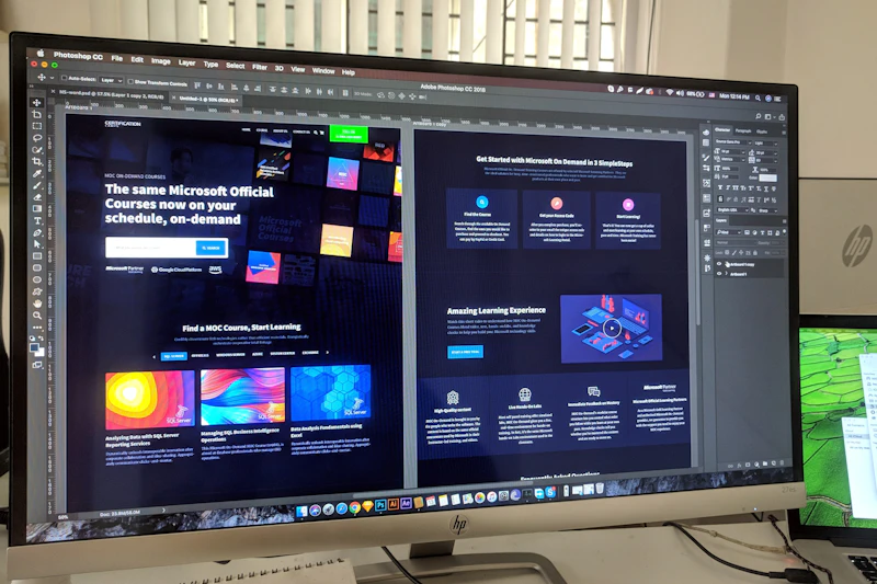 Computer monitor displaying a clean website layout