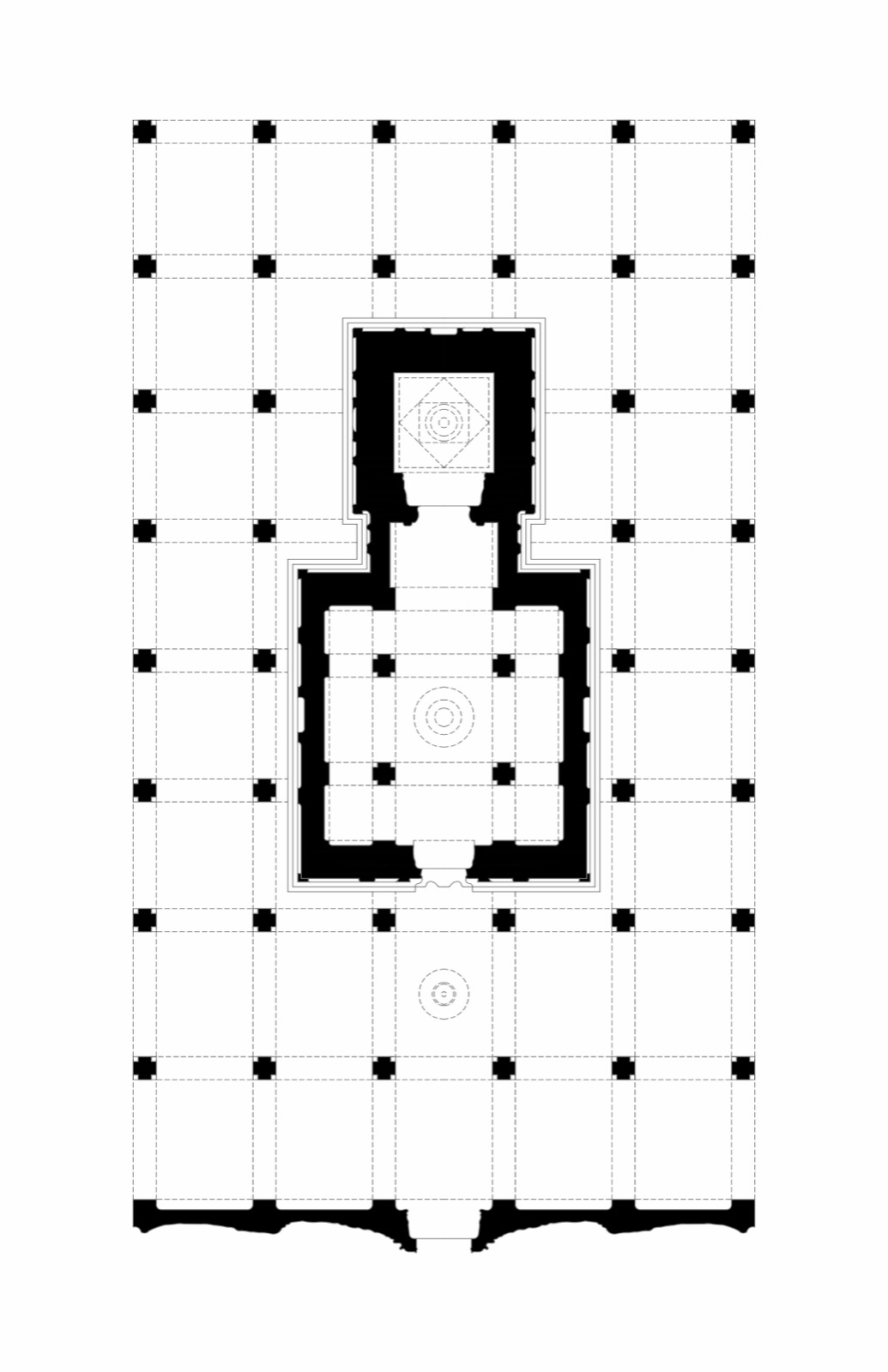 An architectural floor plan drawn on a grid