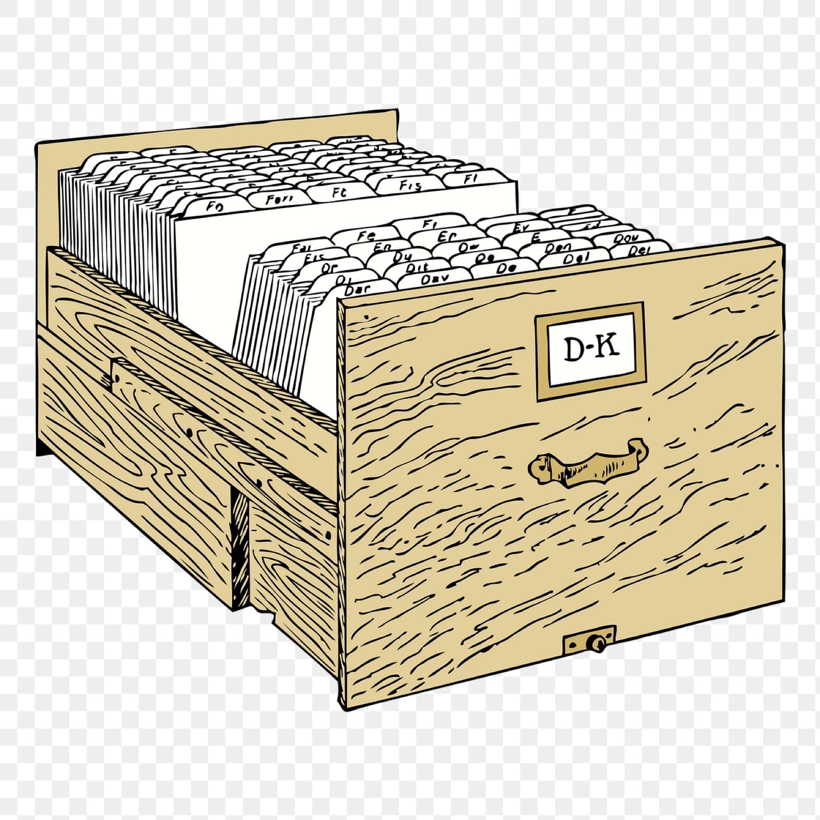 An illustration of a card-index filing drawer
