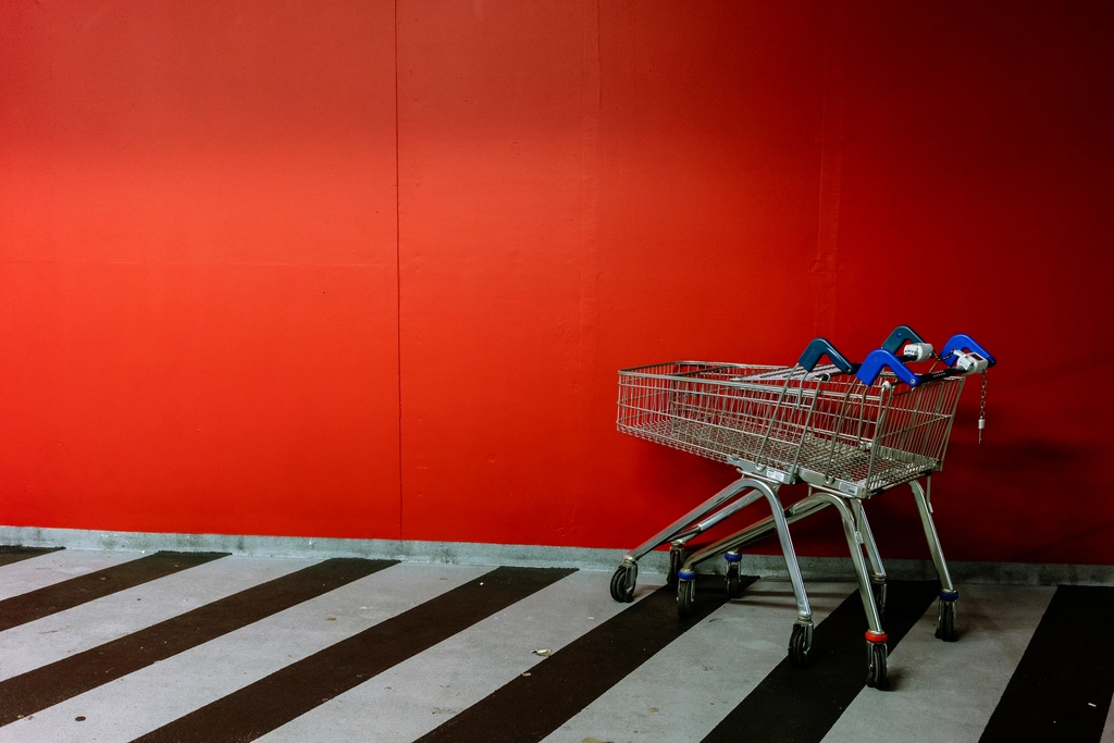Shopping trolleys against a wall