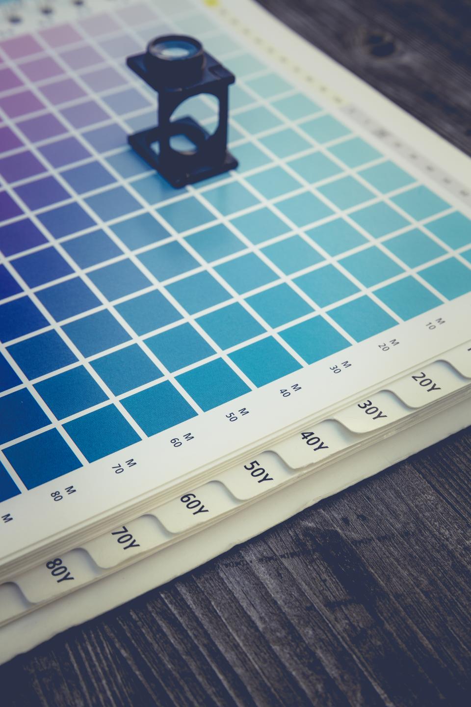 A fan of paint colour swatches