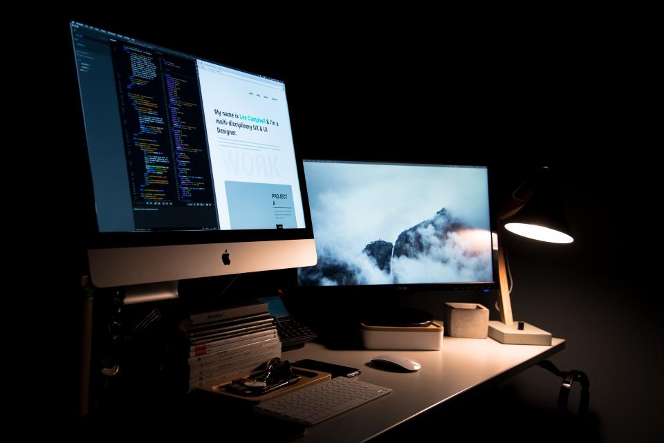 Code and design on dual monitors