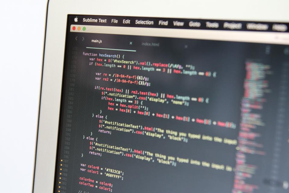 A data table on a computer screen