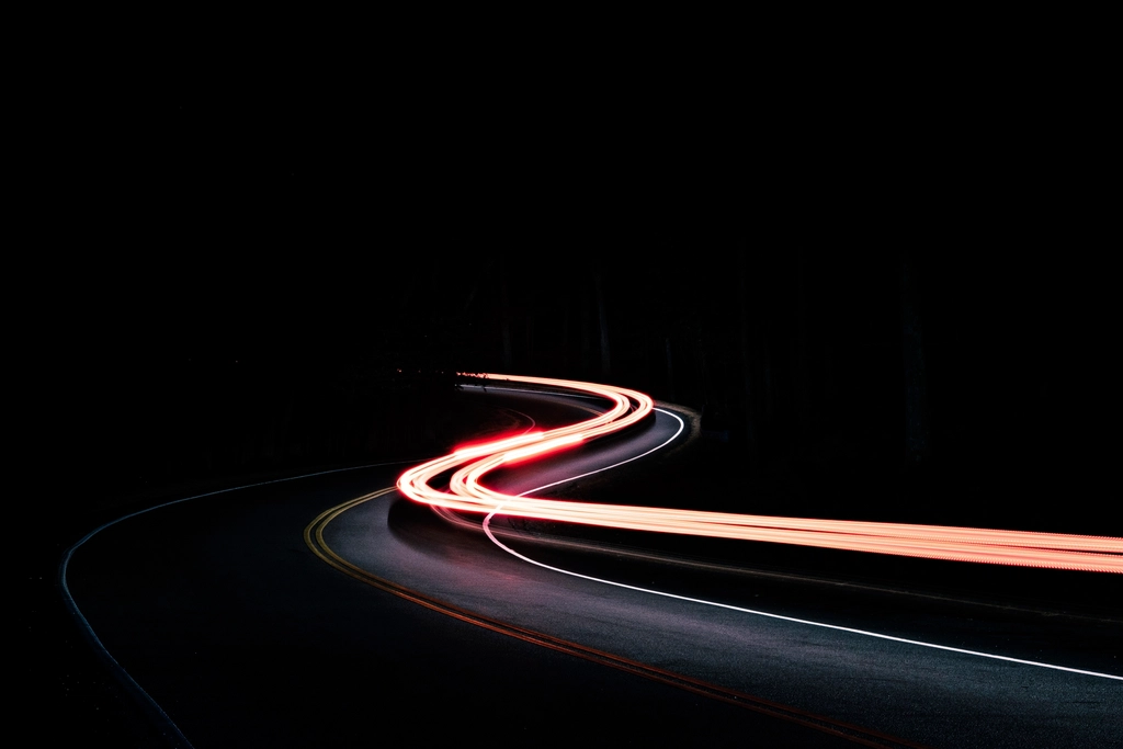 Light trails from a long-exposure photograph