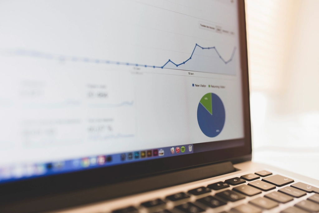 An analytics dashboard on a laptop
