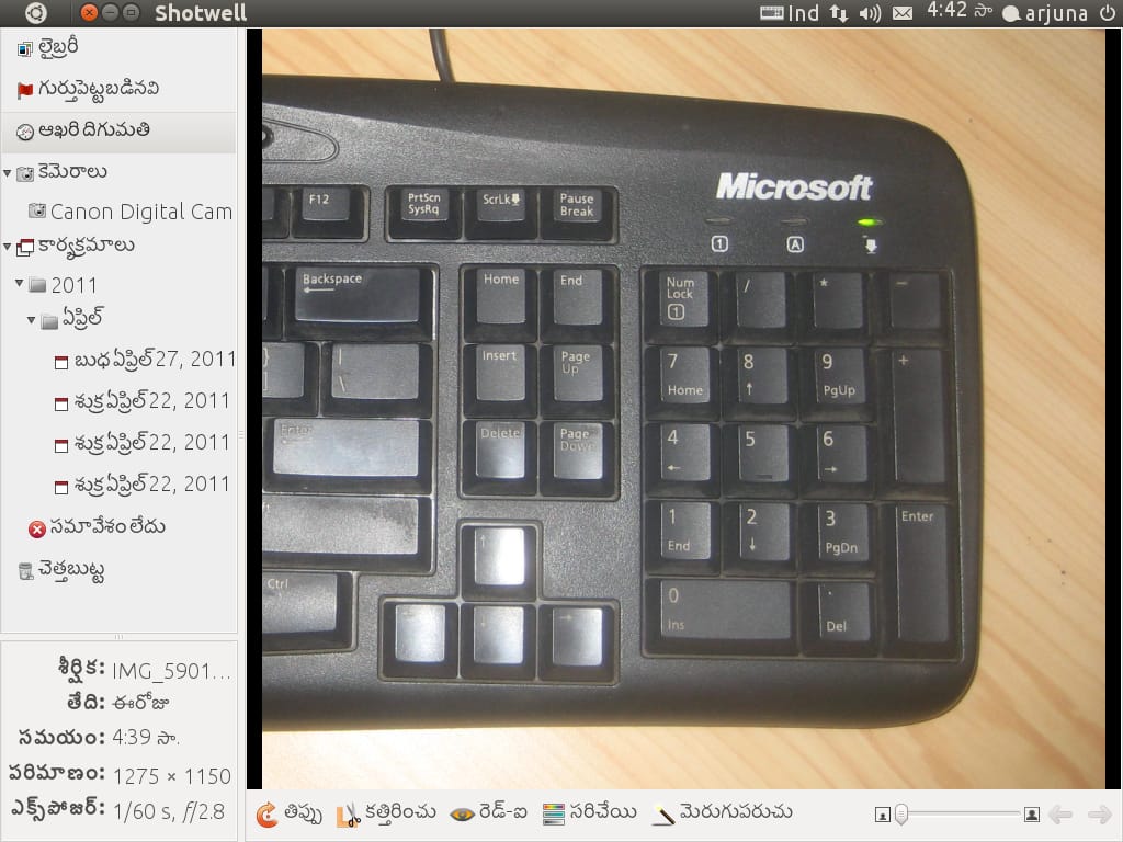 Editing photos on a screen