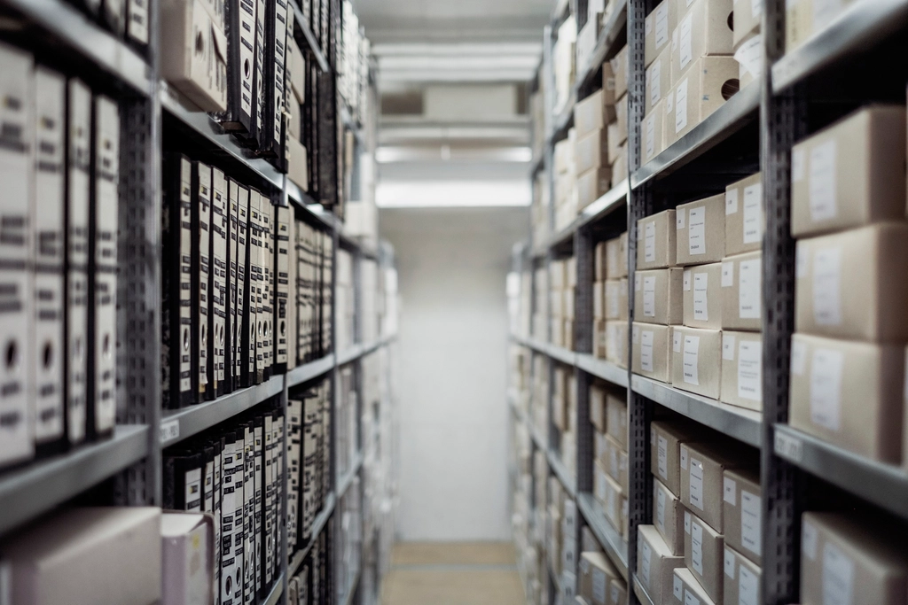 Organised archive shelves