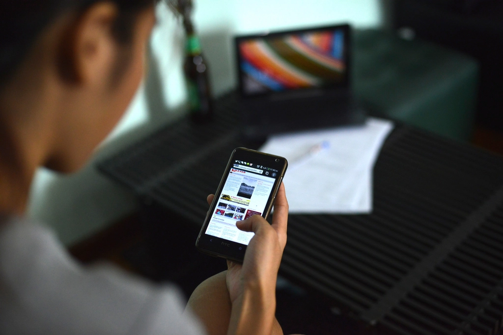 A person using a smartphone