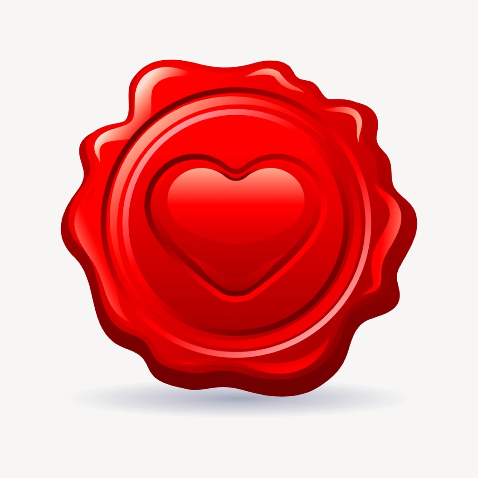 A red wax seal stamped with a heart, representing a brand mark