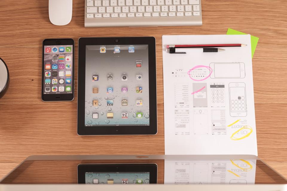 A paper prototype of a phone screen