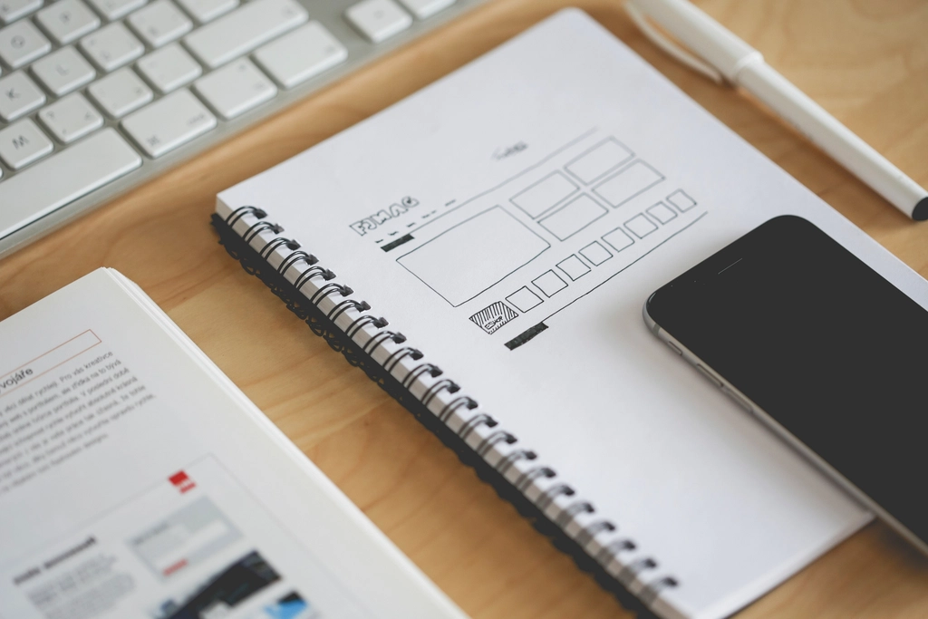 A hand-drawn website layout sketch