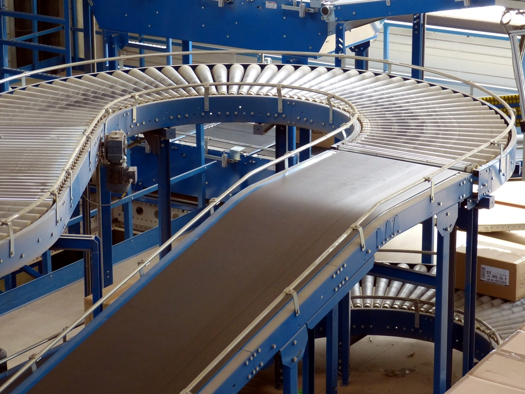 A factory conveyor belt