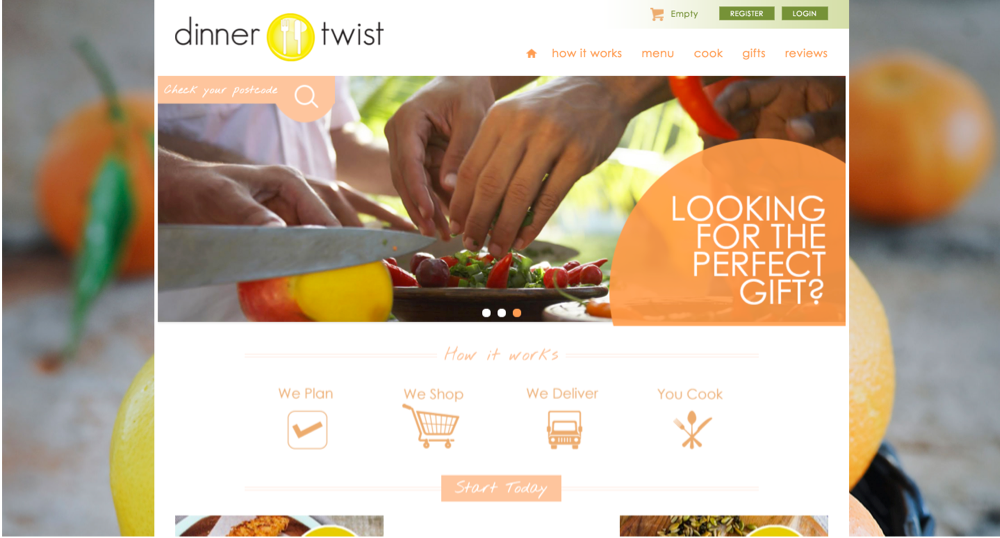 Dinner Twist website before
