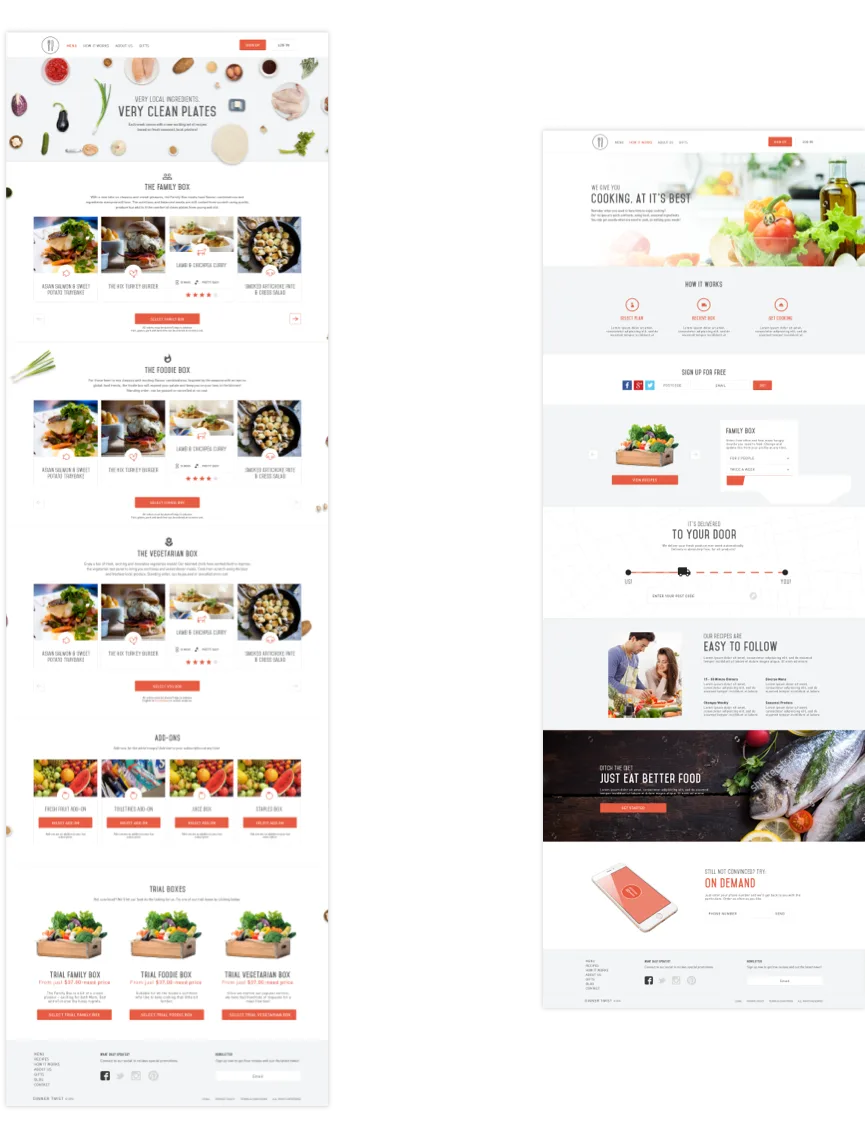Dinner Twist homepage after the redesign