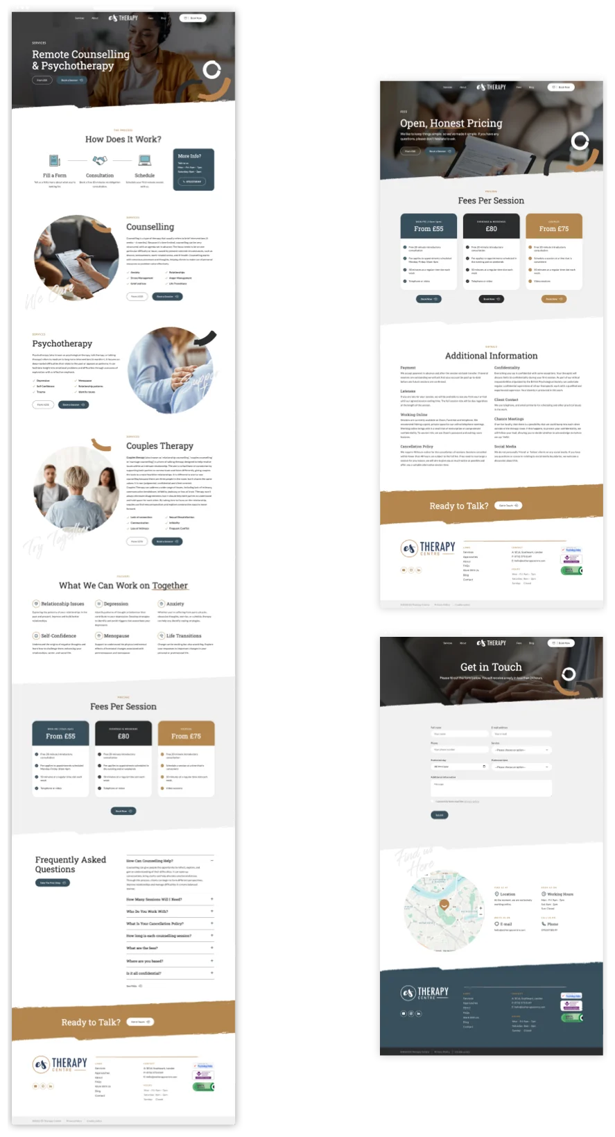 ES Therapy Centre homepage after the redesign