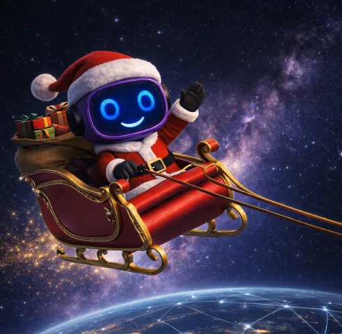 eSIM Copilot mascot in a festive campaign scene