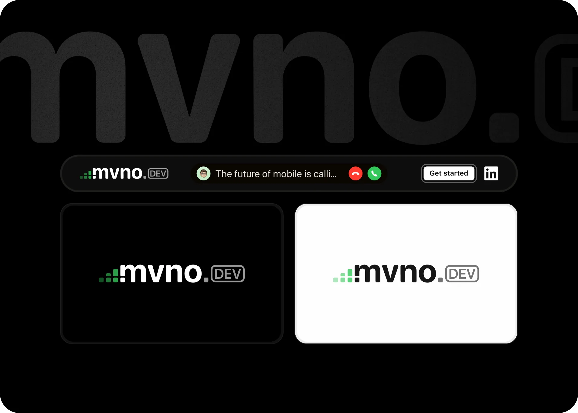 MVNO.dev logo lockups in dark and light