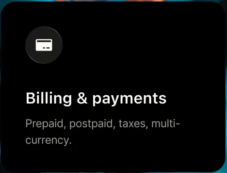 MVNO.dev capability: Billing and payments, prepaid, postpaid and multi-currency