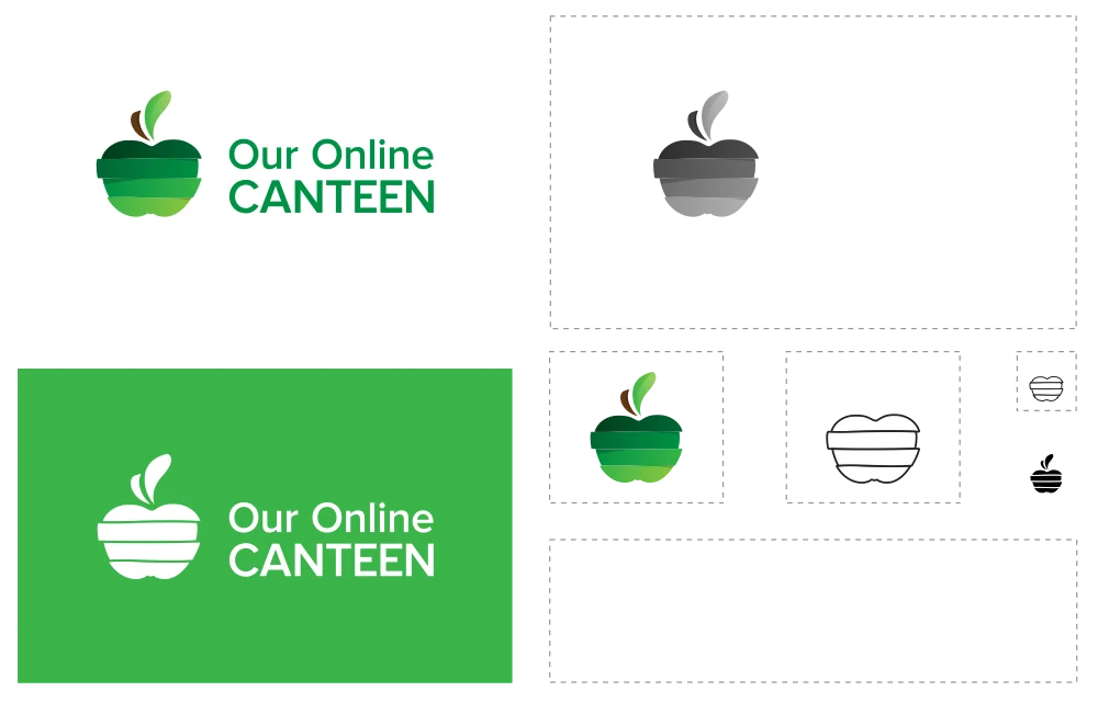 Our Online Canteen apple logo and identity