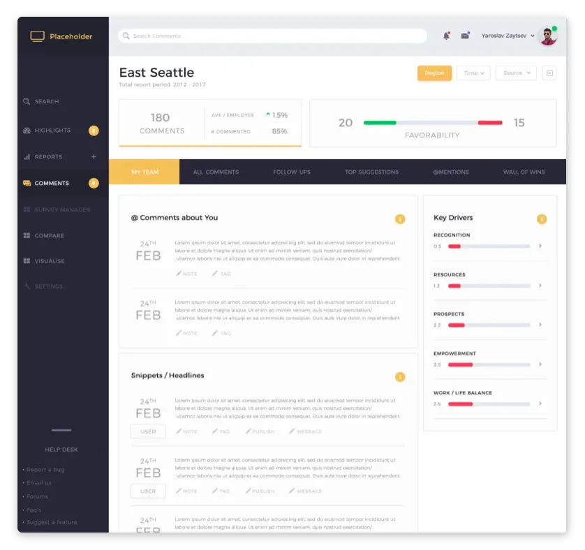 Rapport platform UI