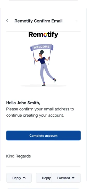 Remotify customer onboarding screen