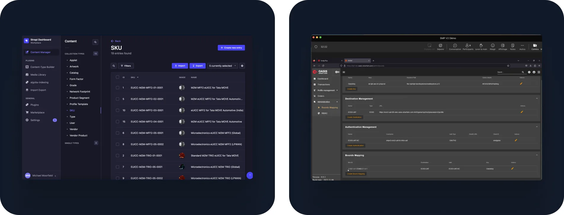 The Tata Move admin dashboard for managing eSIM products and the catalogue