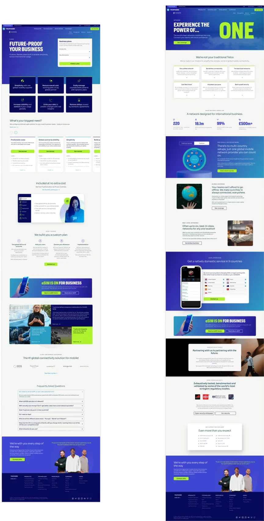 Truphone business plans pages after the redesign